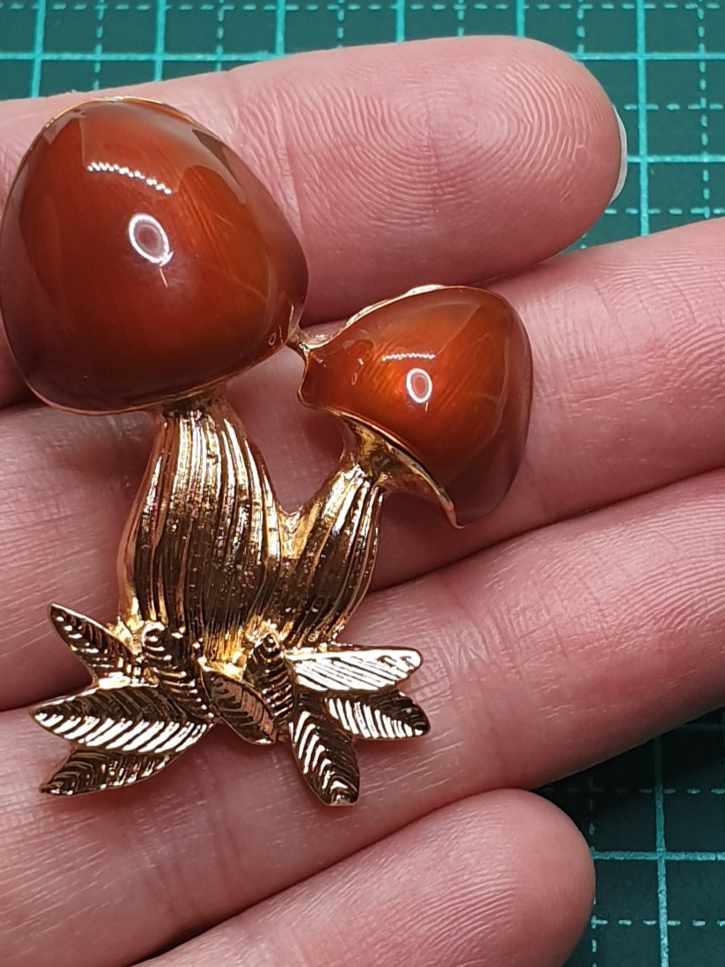 Brown Mushroom Brooch
