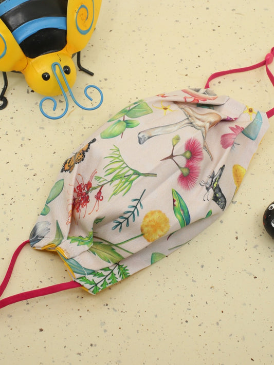 Australian Flora and Fauna in Rose Face Mask