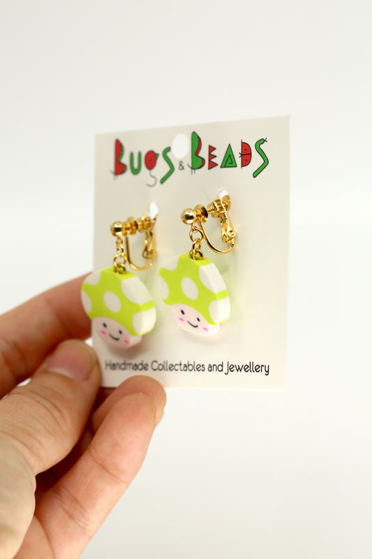 Cute mushroom clip-on earrings