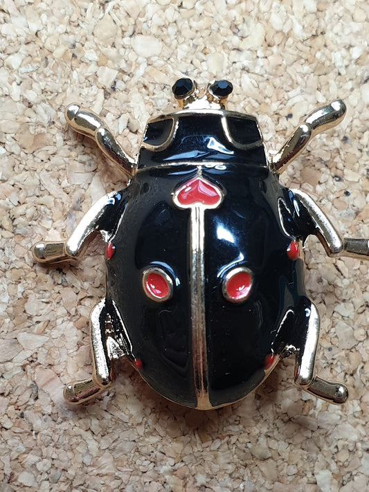 Ladybird Beetle Brooch - Black