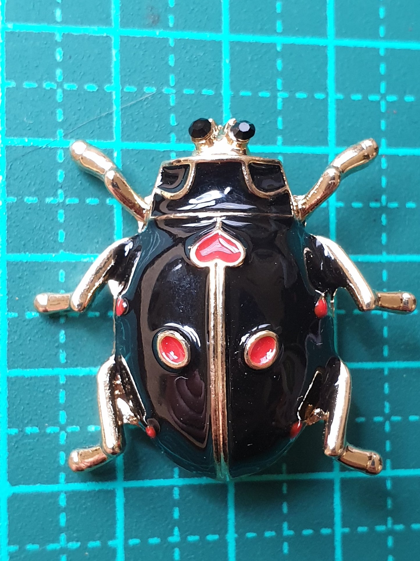 Ladybird Beetle Brooch - Black