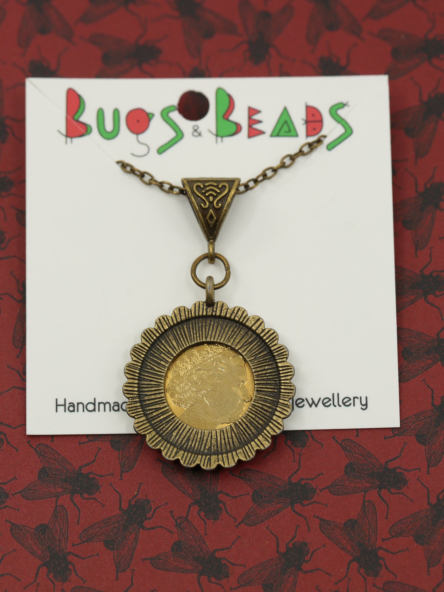 Blowfly decimal coin necklace