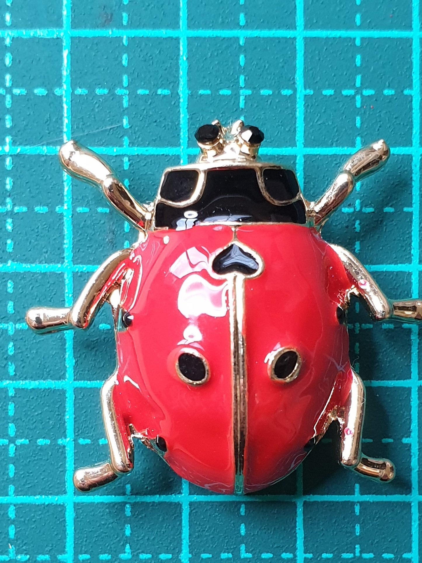 Ladybird Beetle Brooch - Red