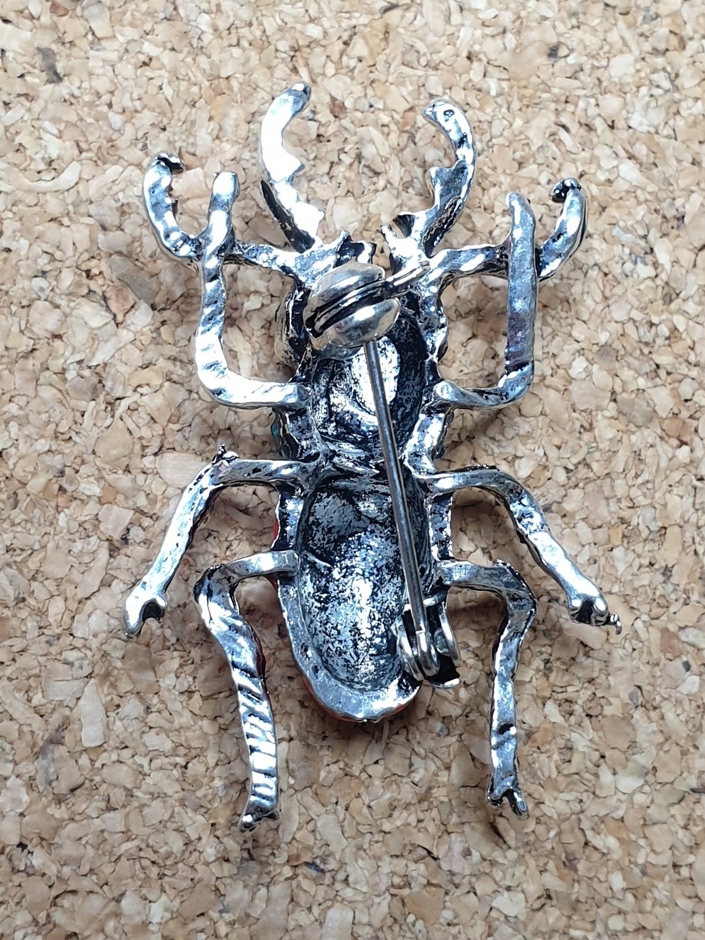 Stag Beetle Brooch - Red