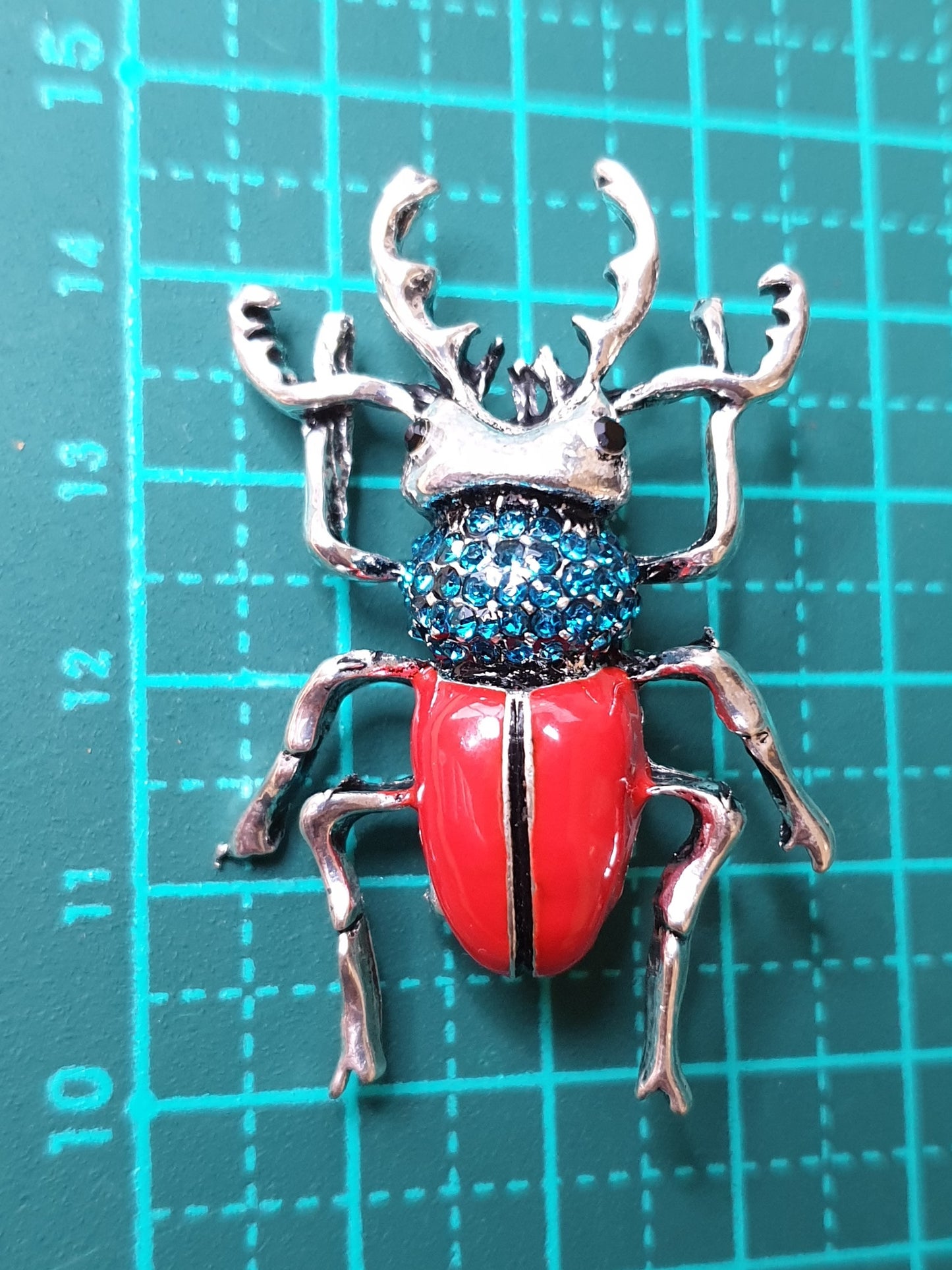Stag Beetle Brooch - Red