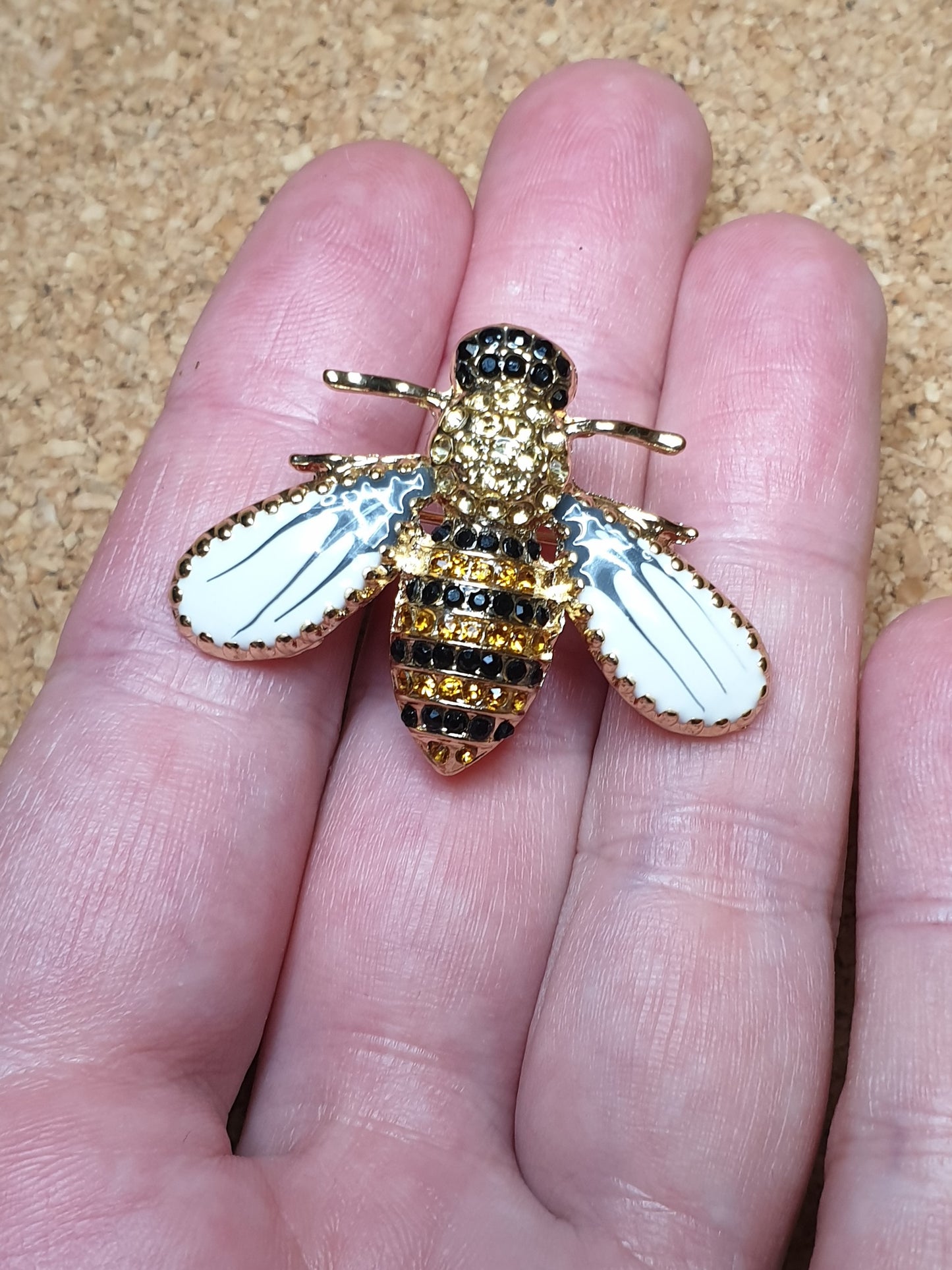Bee Brooch - White Wings