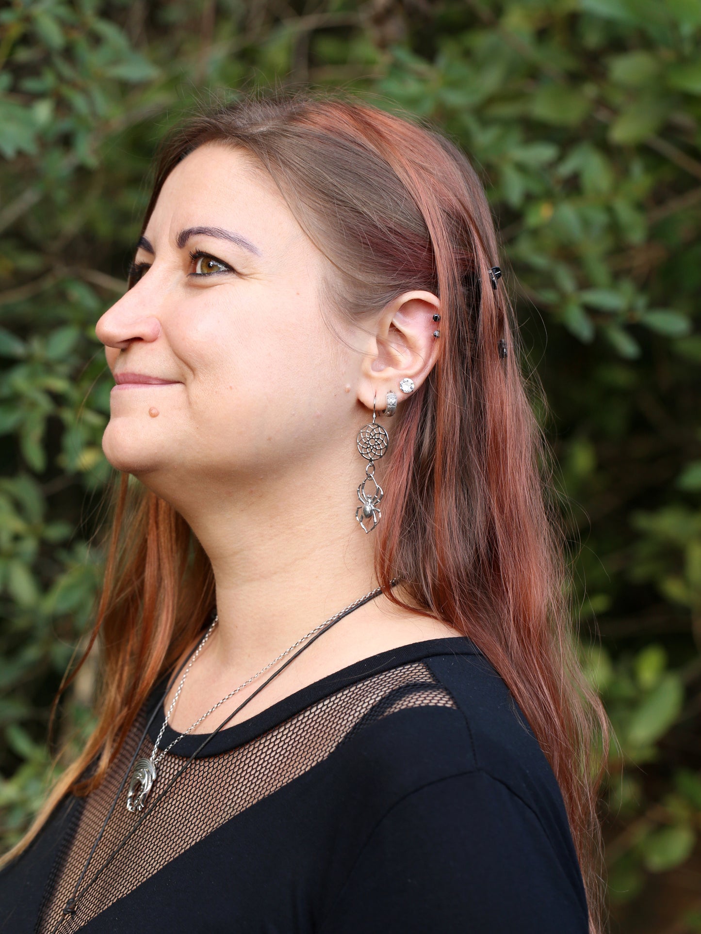 Crab spider & dreamcatcher earrings