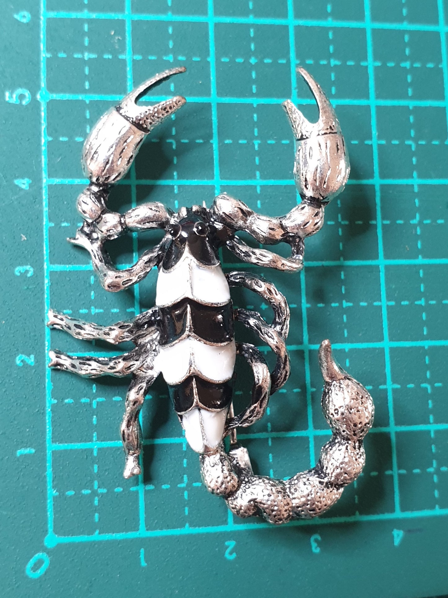 Scorpion Brooch - Silver White