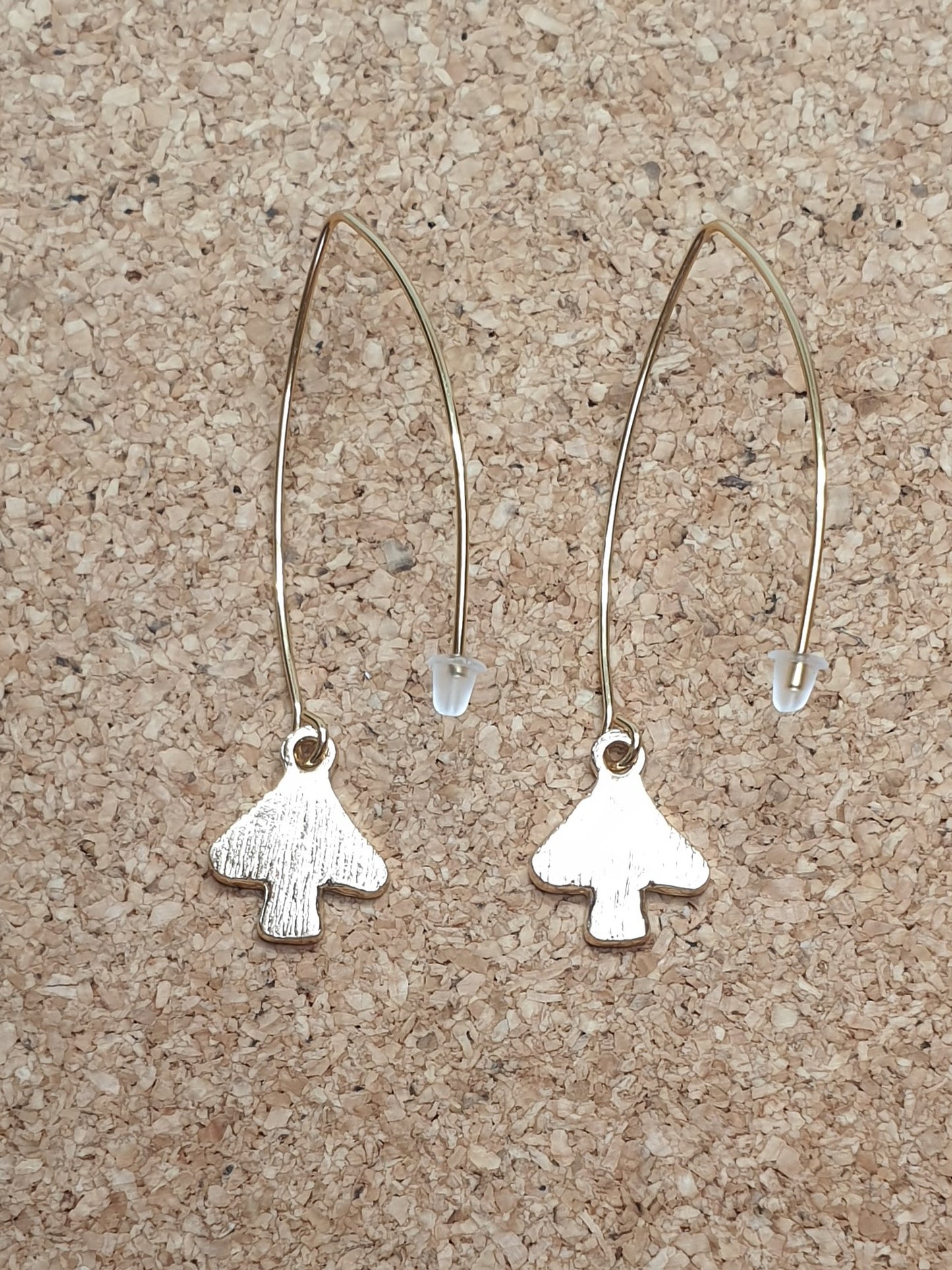 Pink mushroom on long hook earrings