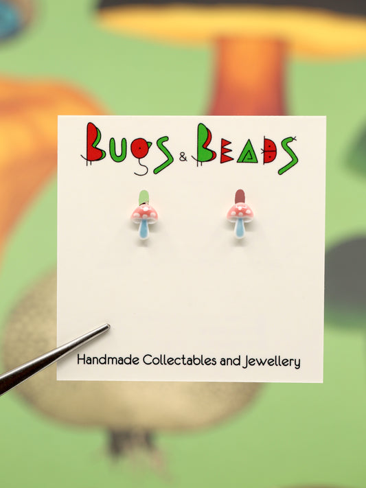 Tiny ceramic mushroom studs