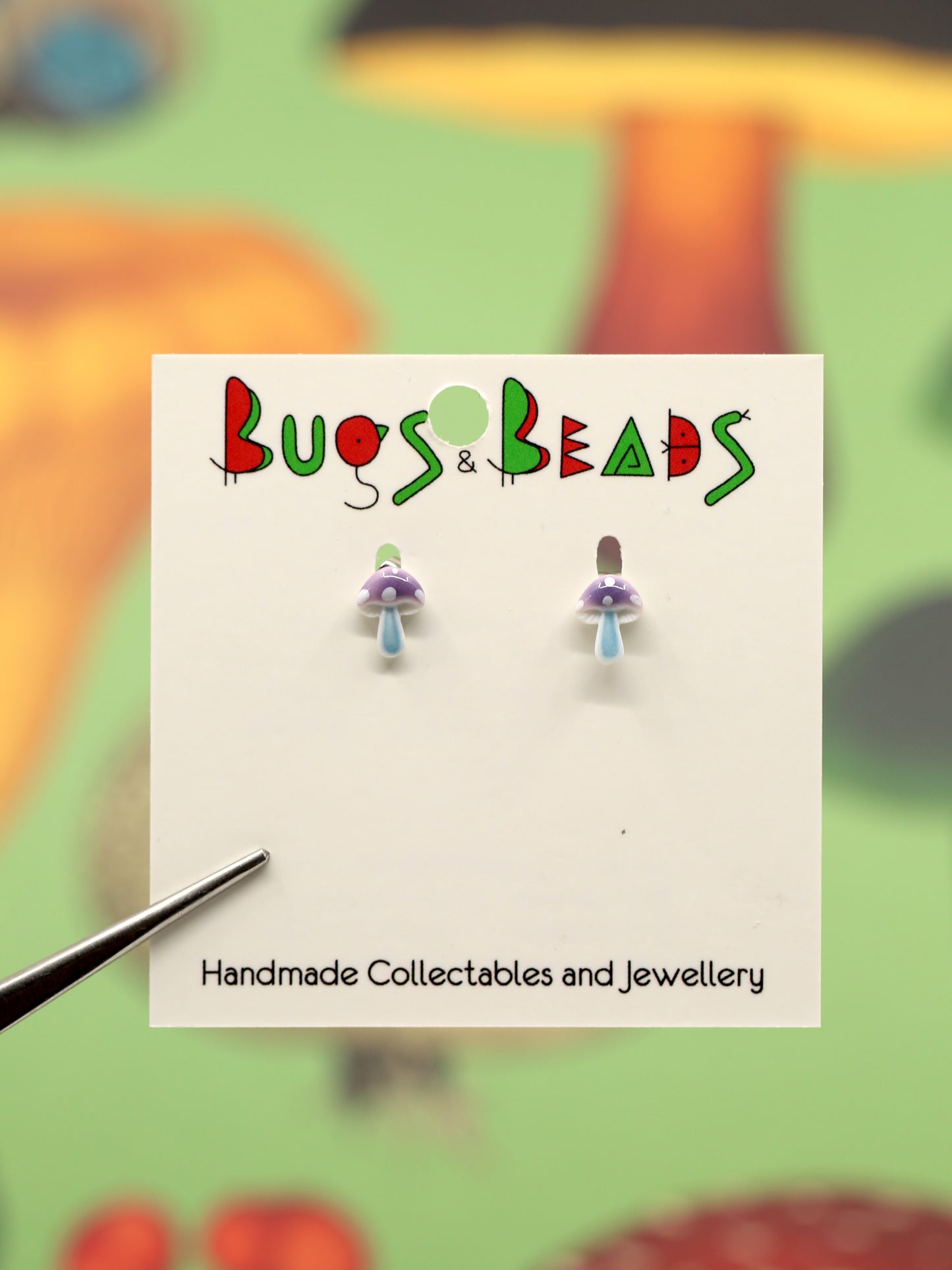 Tiny ceramic mushroom studs