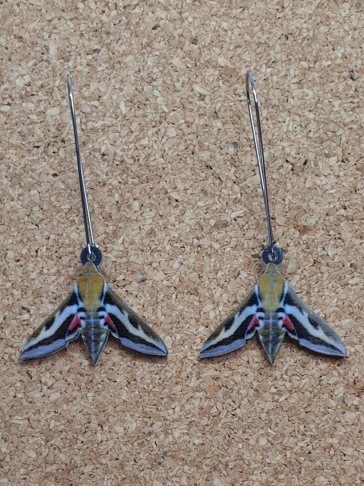 Striped Hawkmoth acrylic earrings