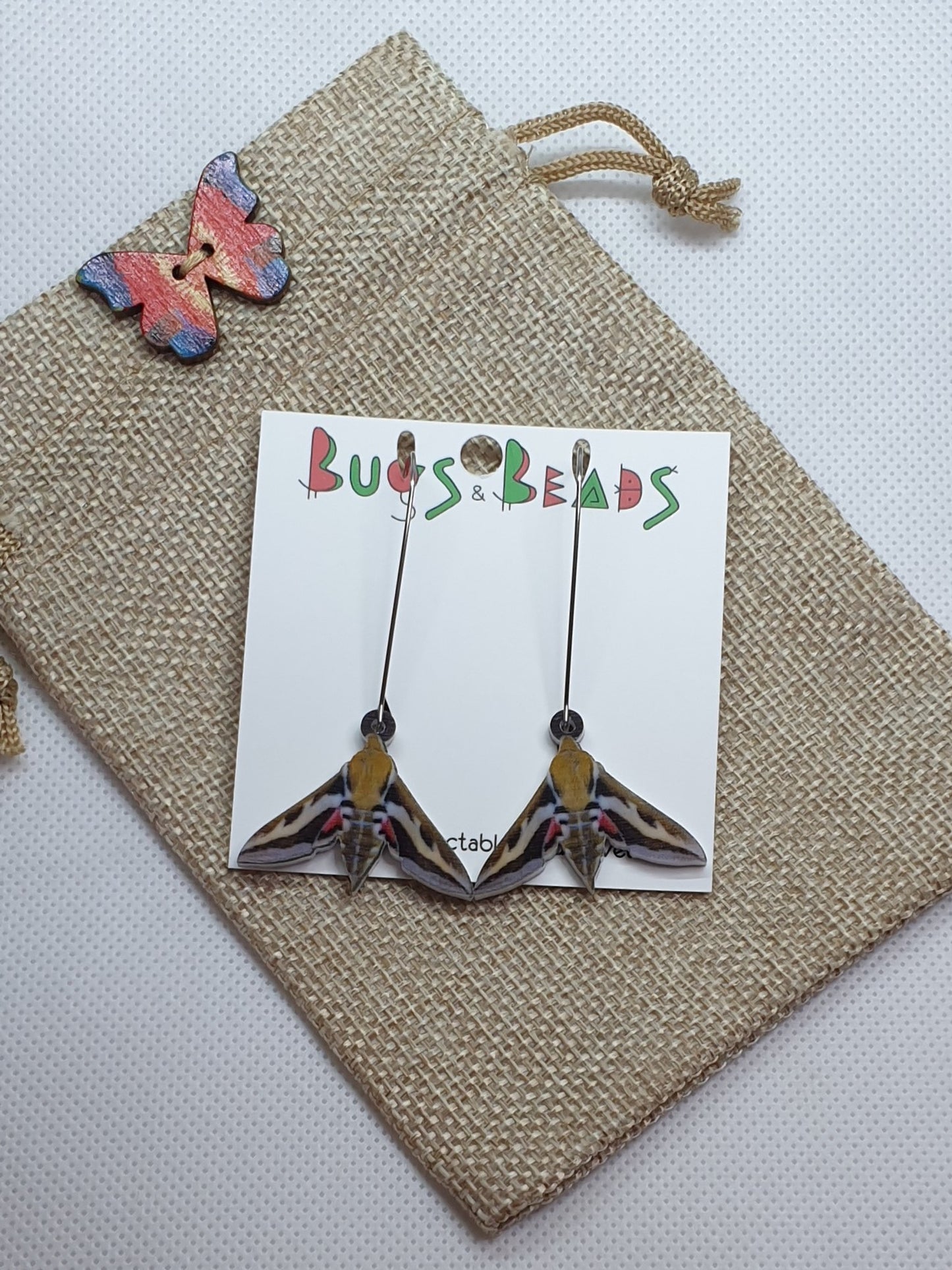 Striped Hawkmoth acrylic earrings