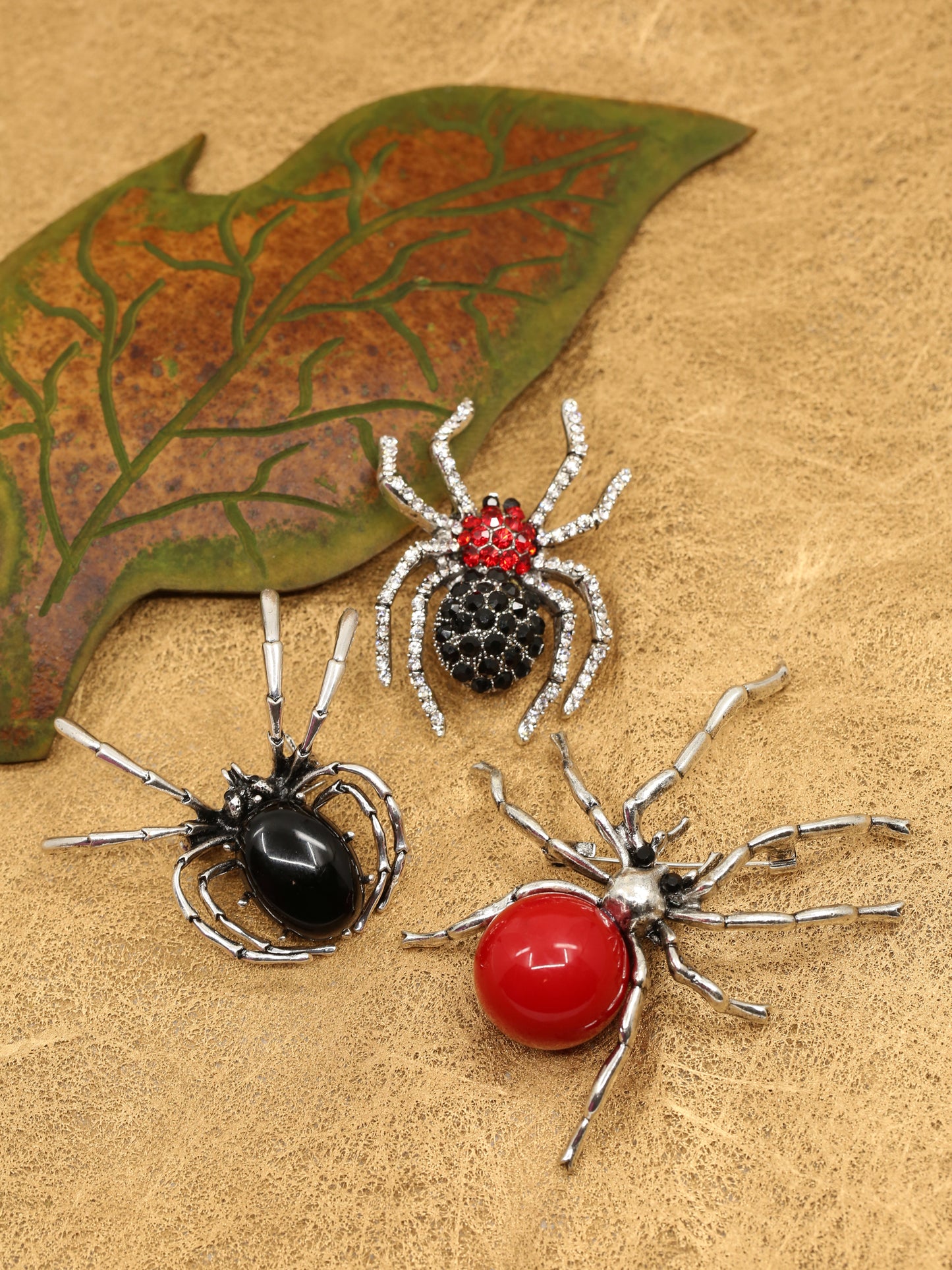 Spider Brooch - Red