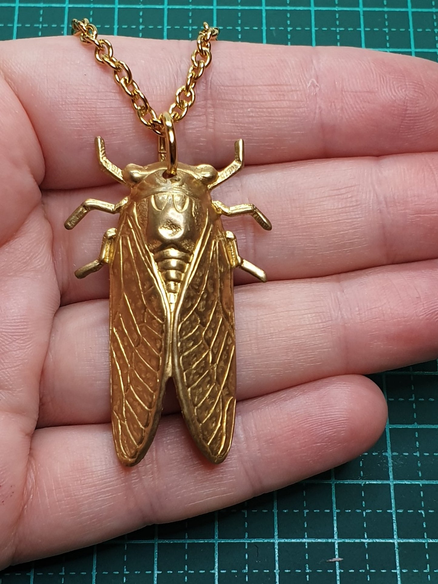 Cicada necklace - Brass & Stainless Steel