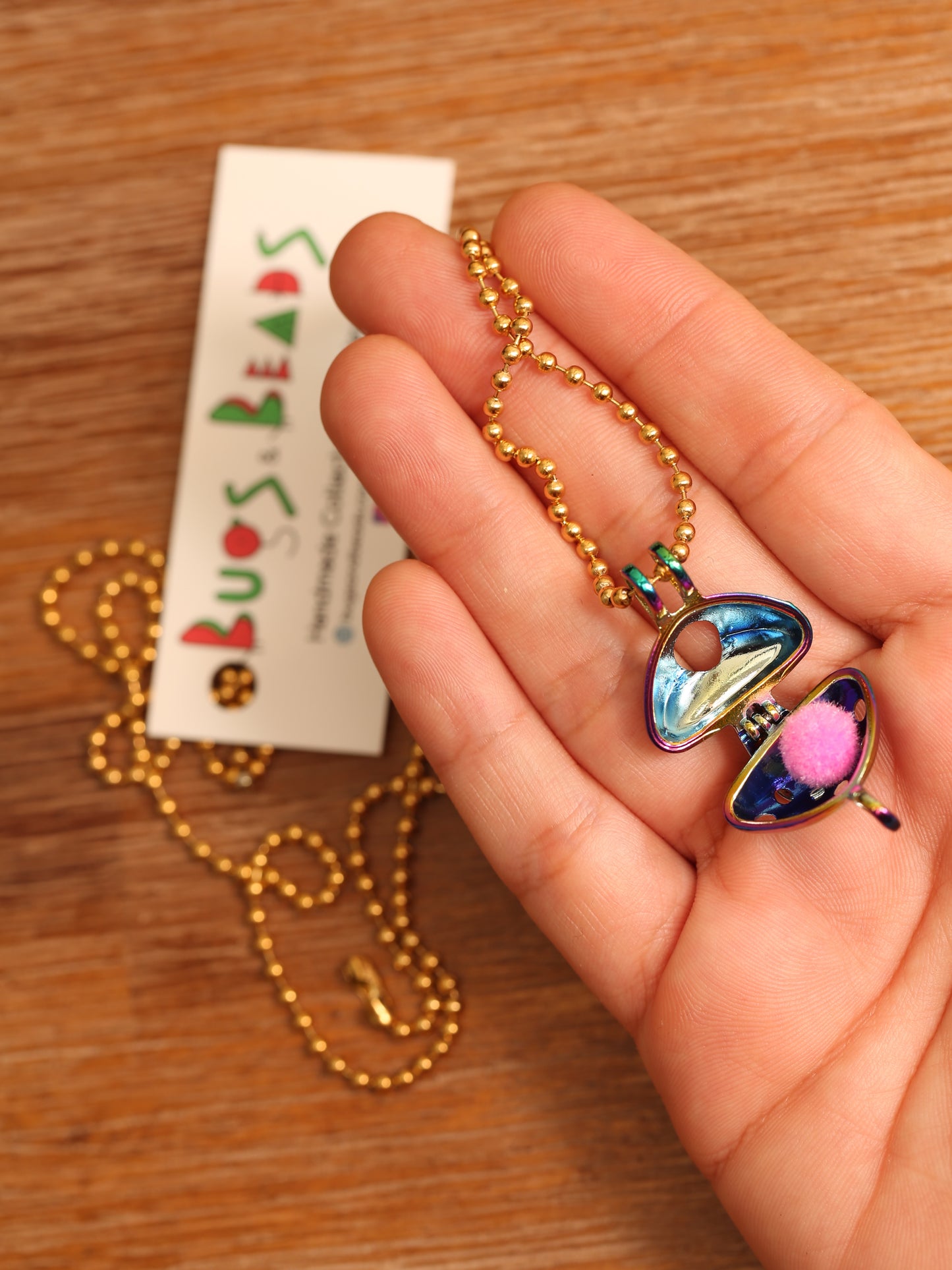 Mushroom keepsafe necklace - Gold tone Stainless Steel