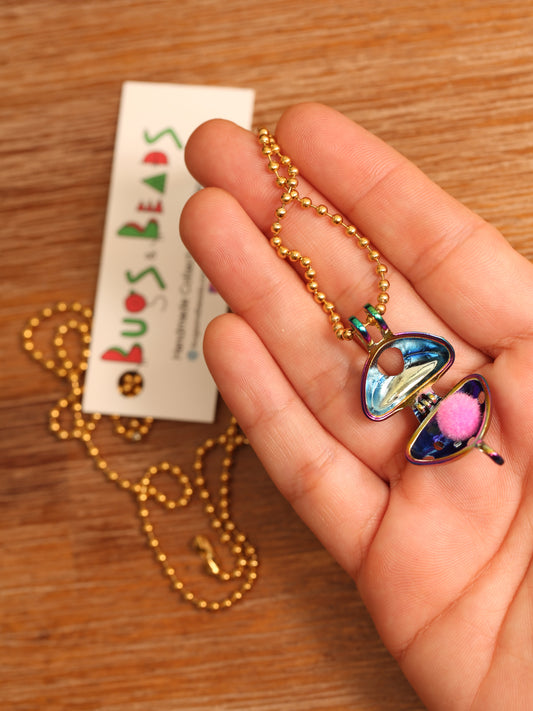 Mushroom keepsafe necklace - Gold tone Stainless Steel