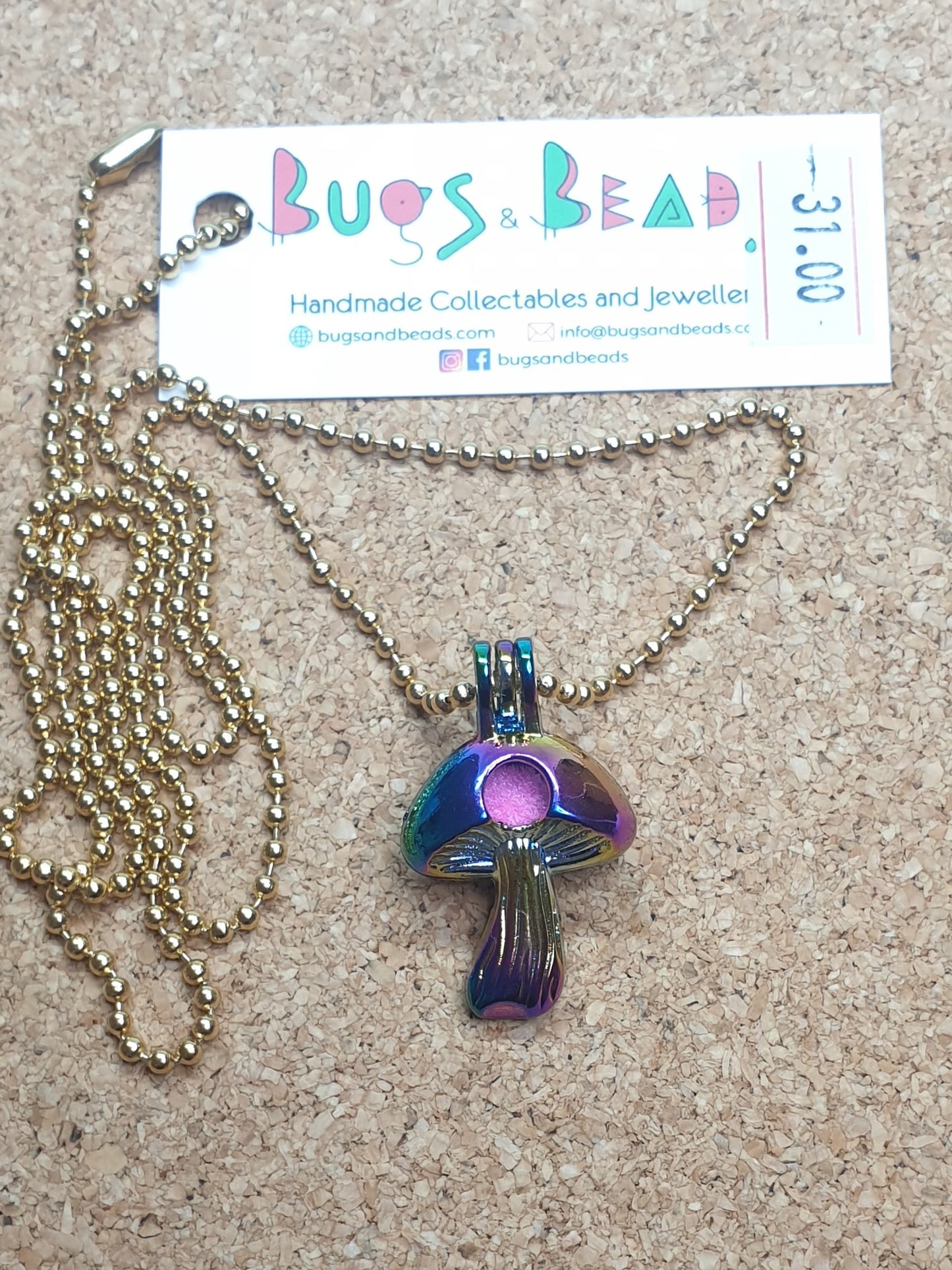 Mushroom keepsafe necklace - Gold tone Stainless Steel