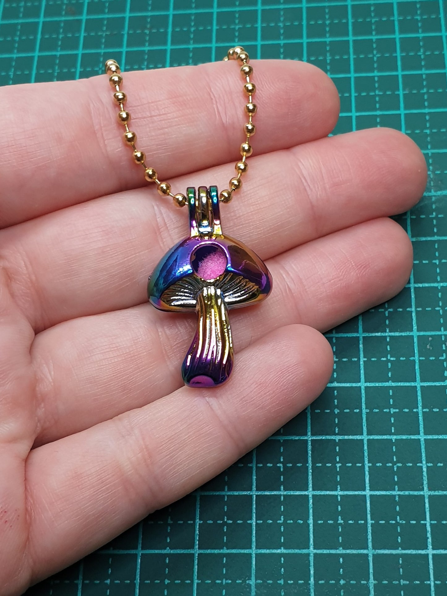 Mushroom keepsafe necklace - Gold tone Stainless Steel