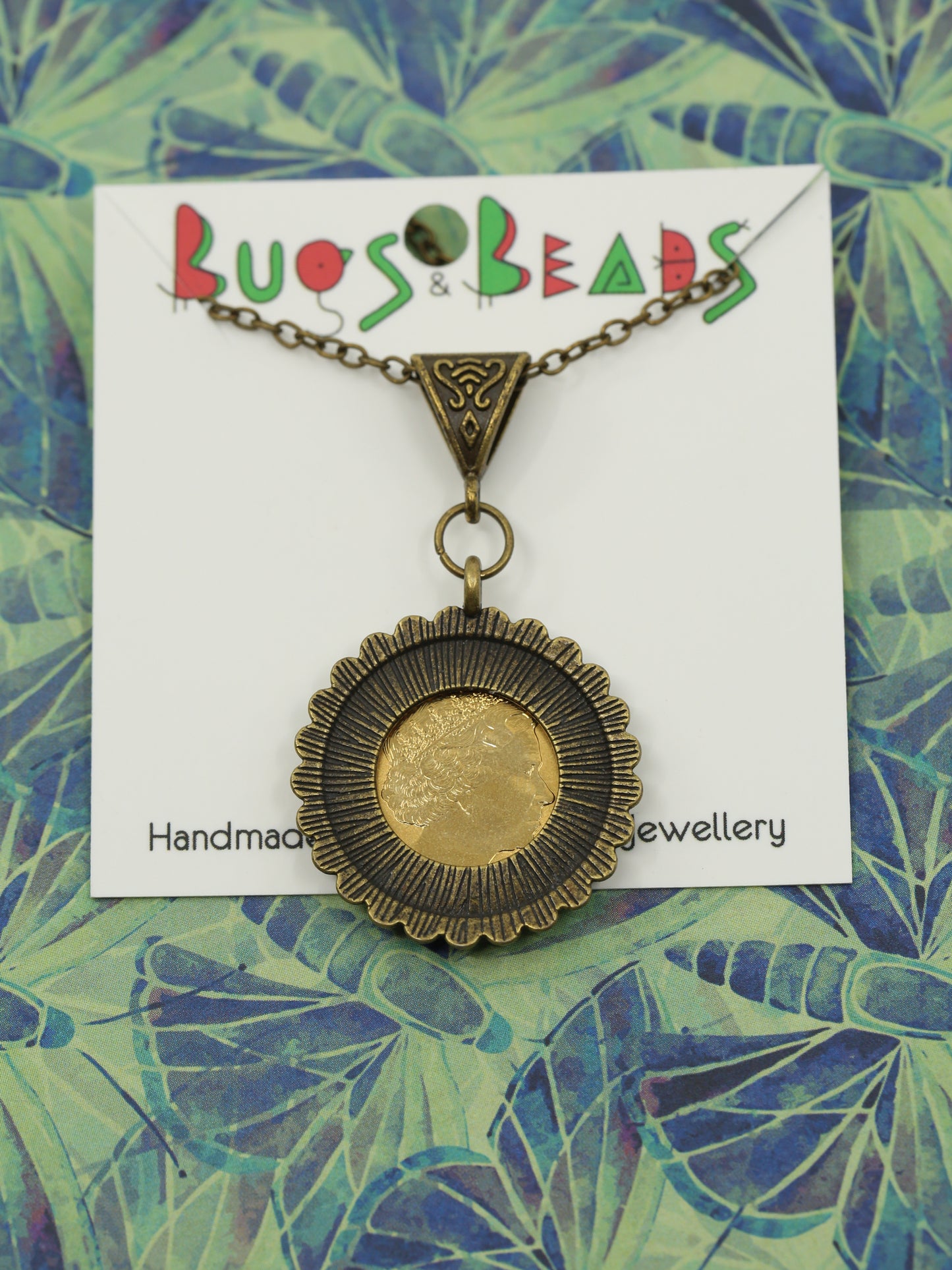 Cuckoo wasp decimal coin necklace