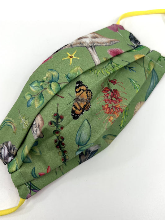 Australian Flora and Fauna in Green Face Mask