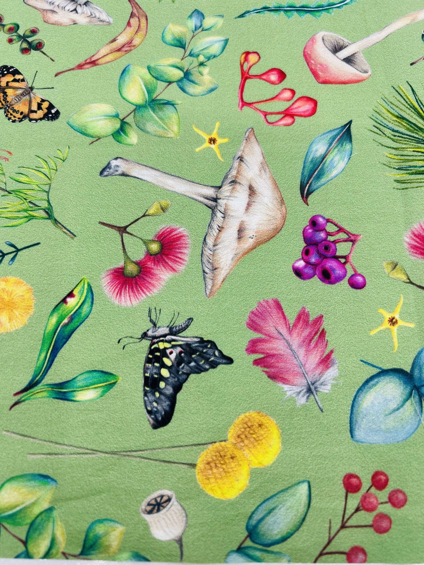 Australian Flora and Fauna in Green Face Mask