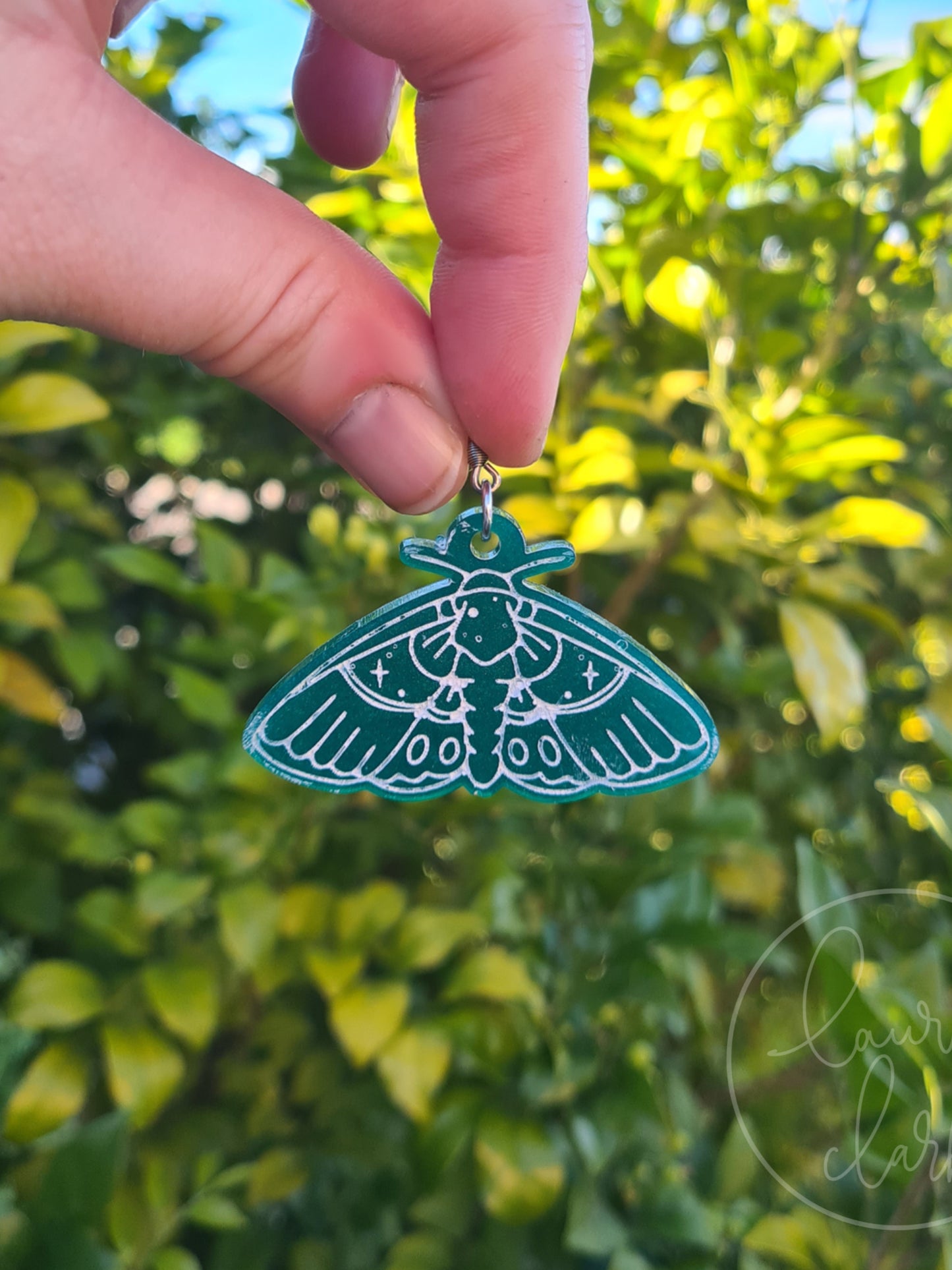 Resin Moth dangle earrings
