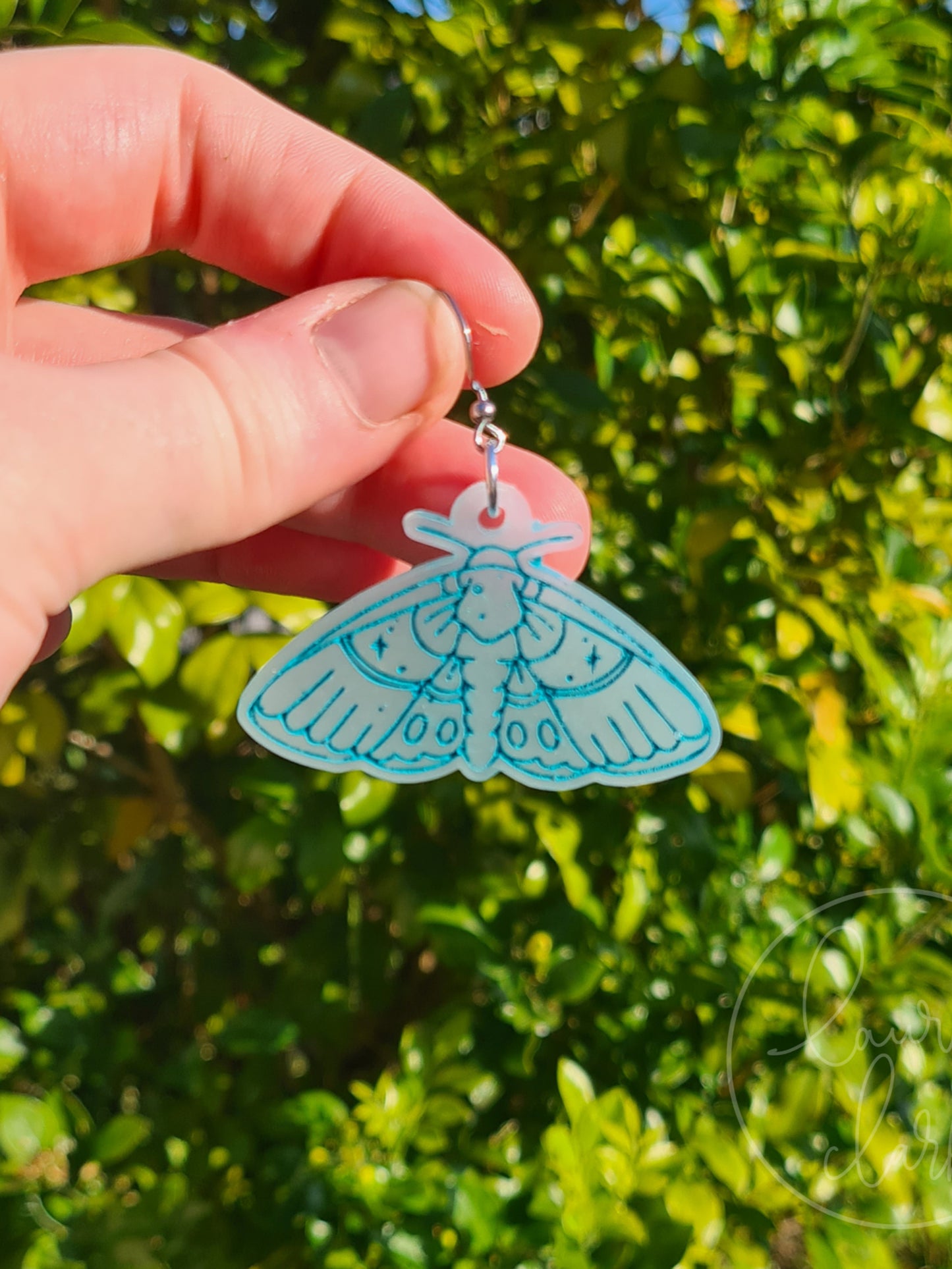 Resin Moth dangle earrings - Glow in the dark