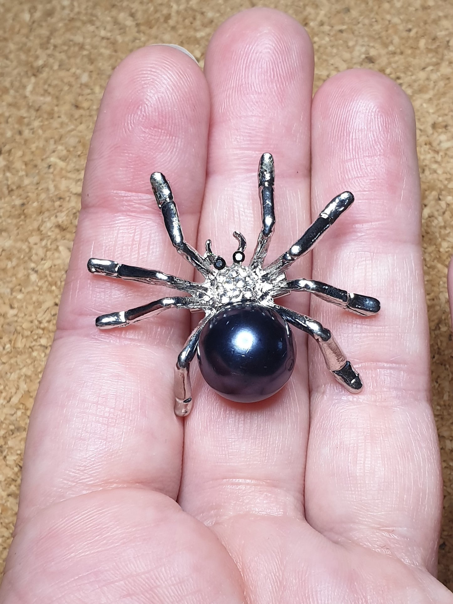 Spider Brooch - Pearl Blue