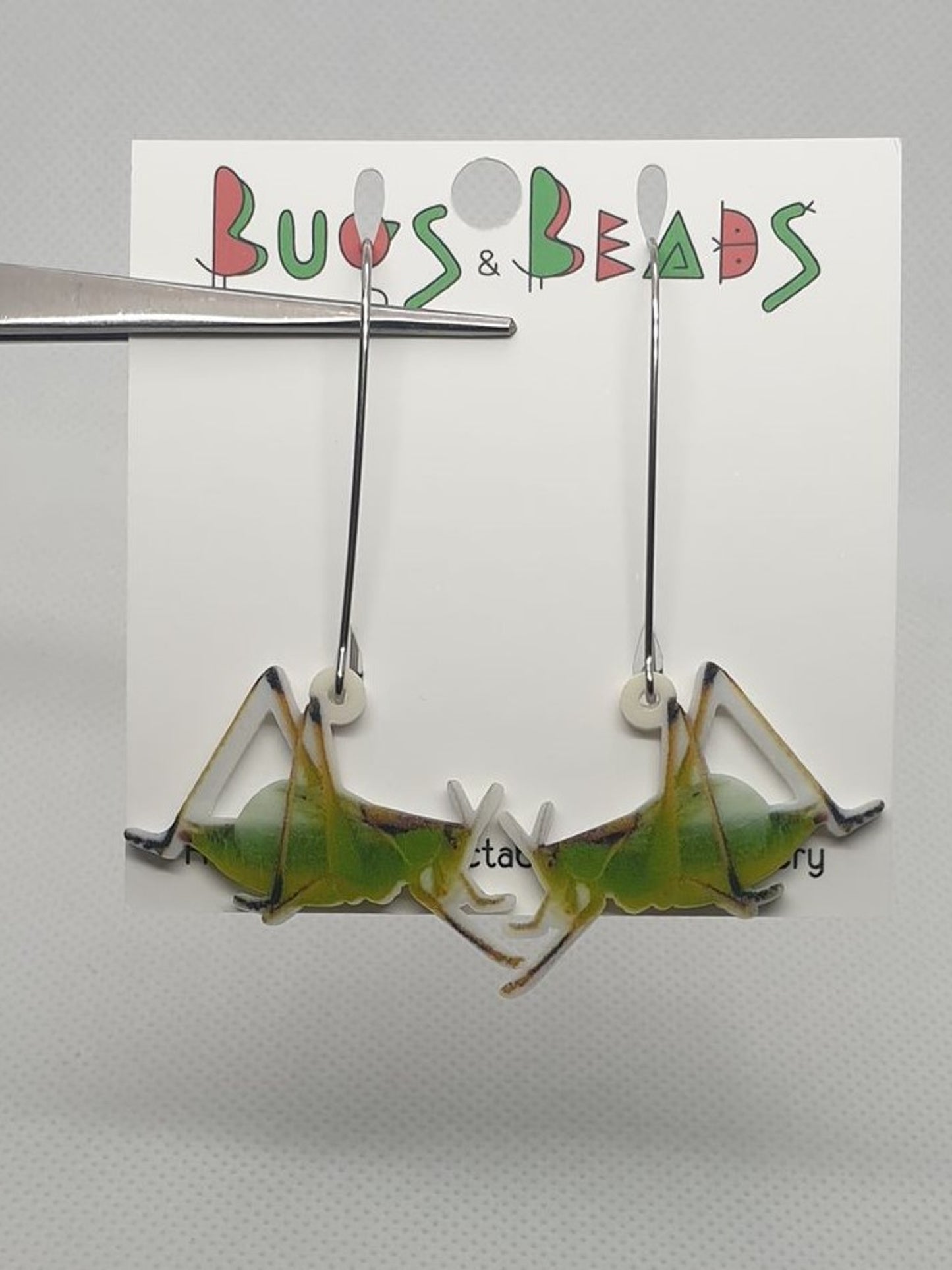 Katydid acrylic earrings