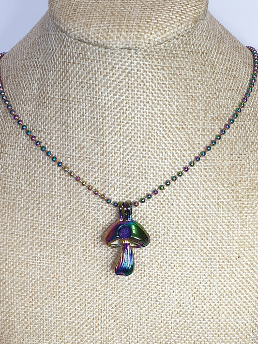 Mushroom keepsafe necklace - Stainless Steel
