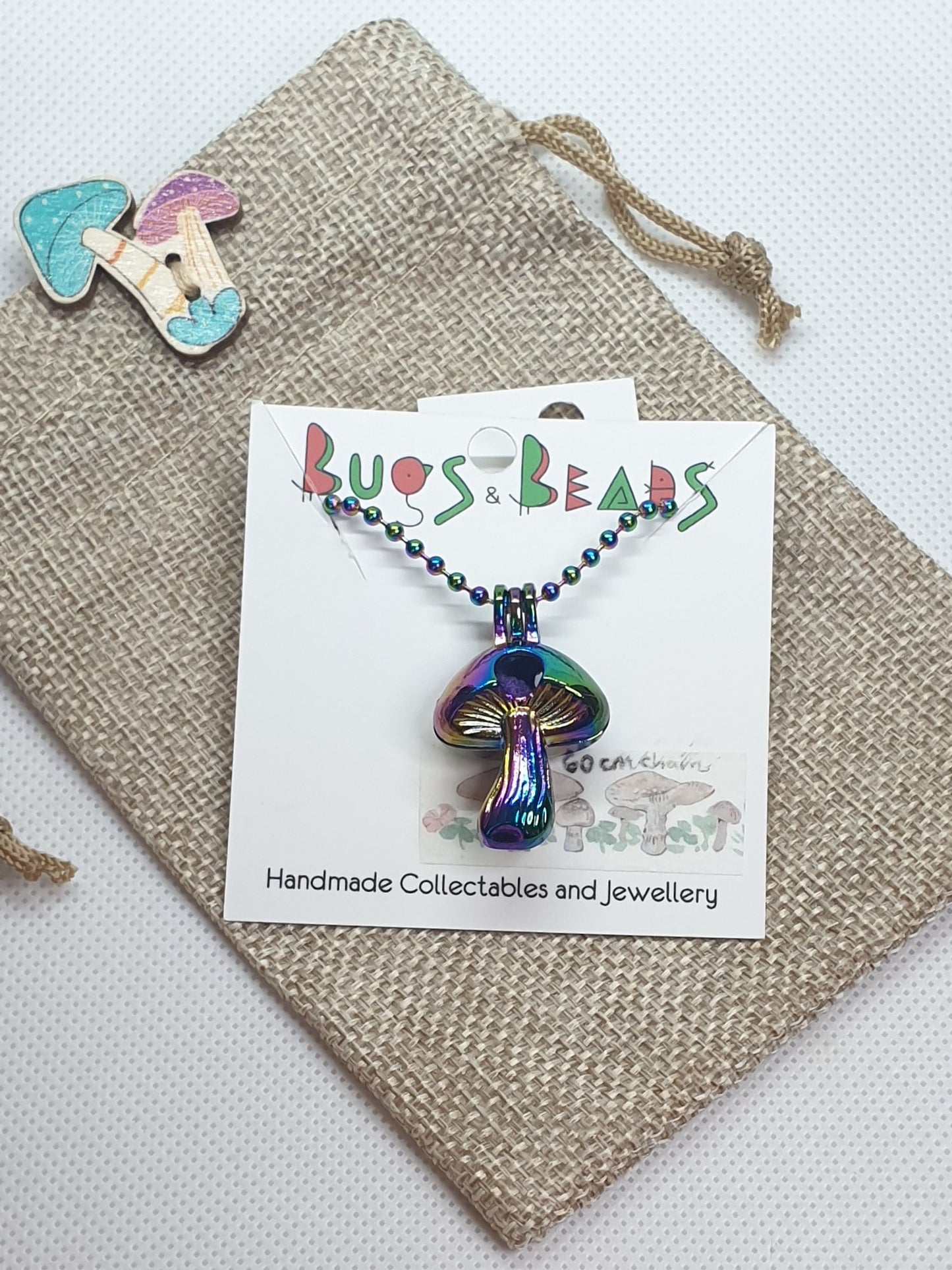Mushroom keepsafe necklace - Stainless Steel
