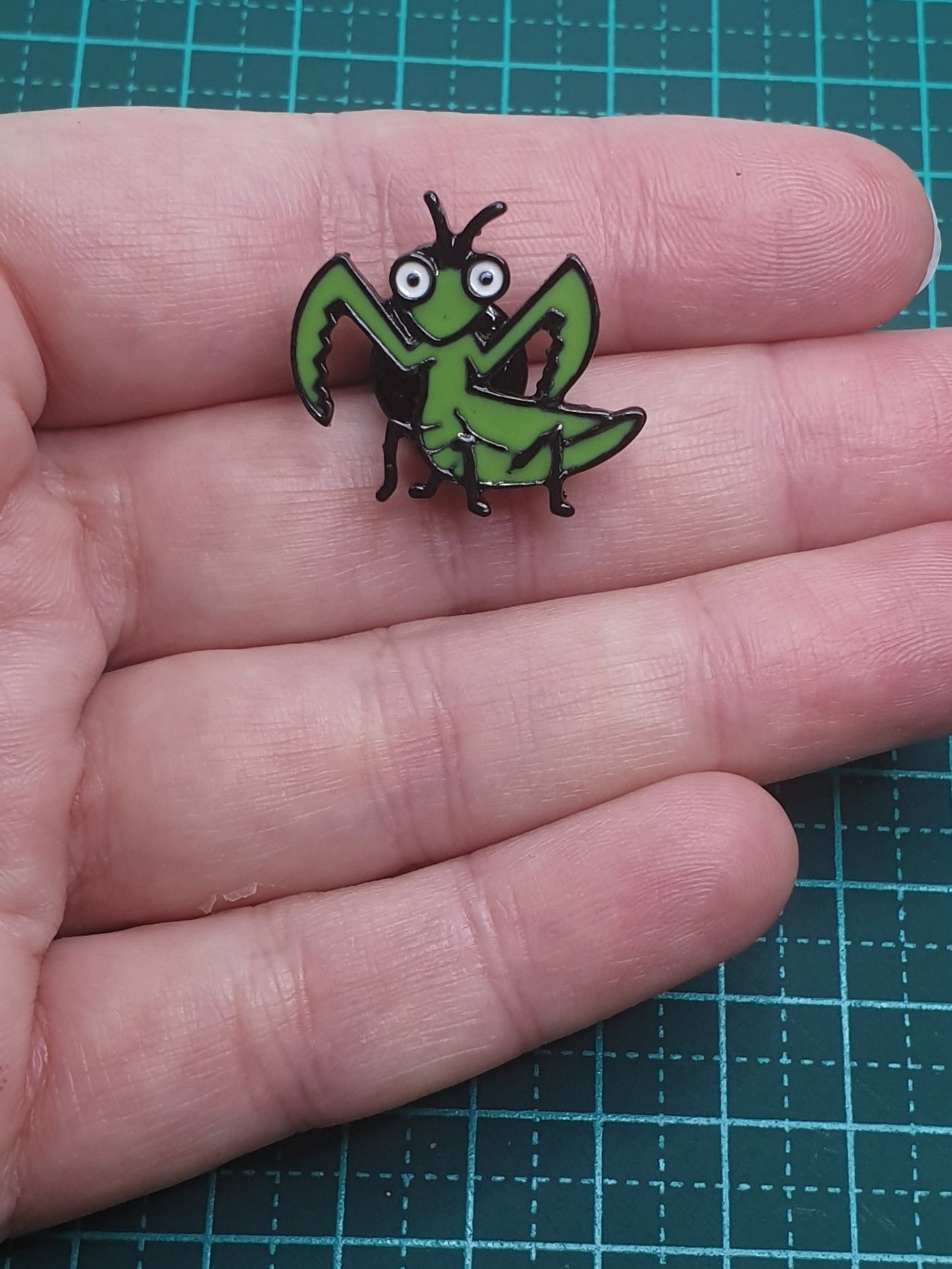 Praying Mantis cartoon pin
