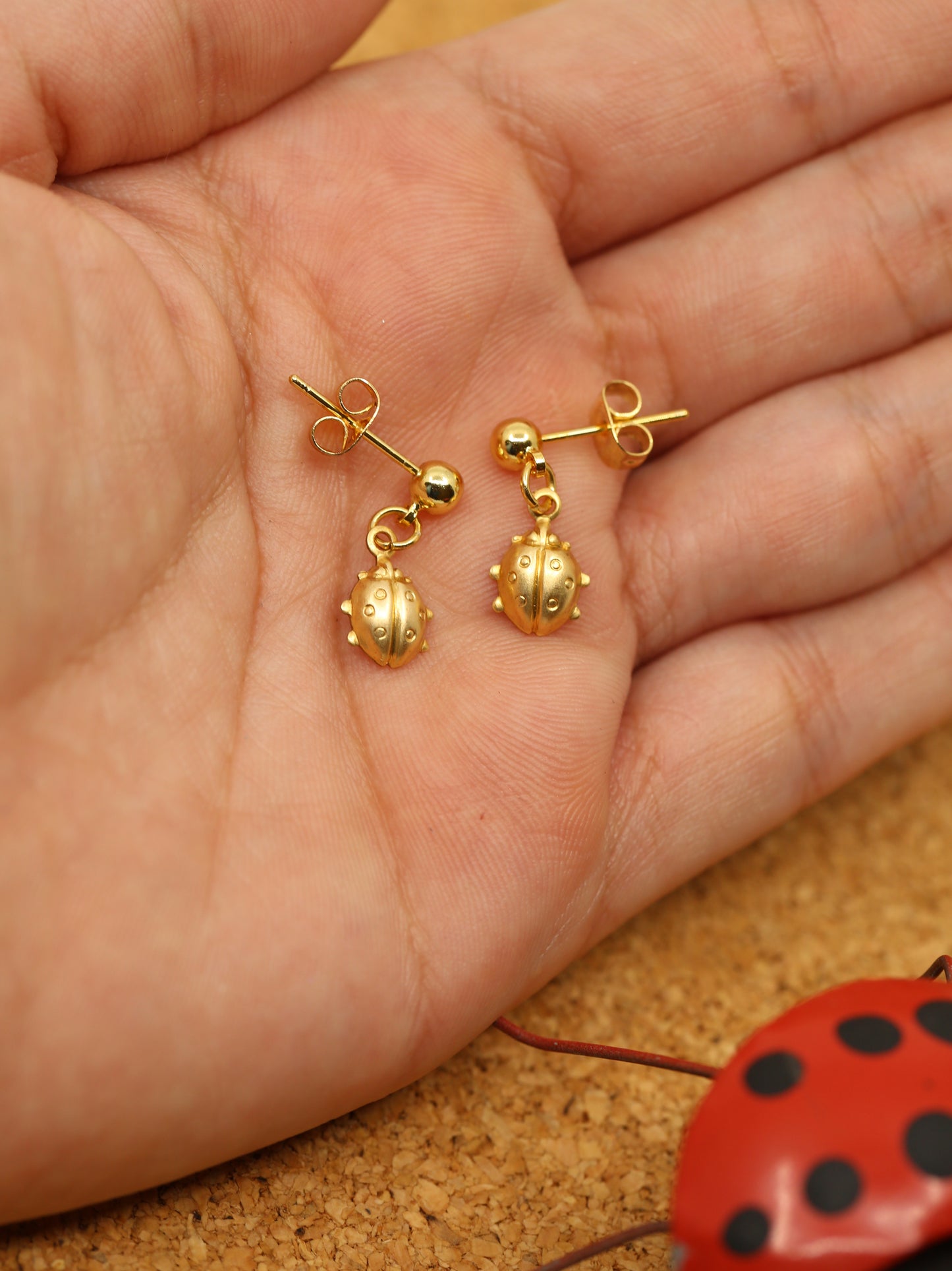 tiny ladybird on studs