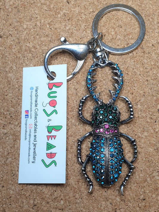 Stag Beetle Keyring - Blue