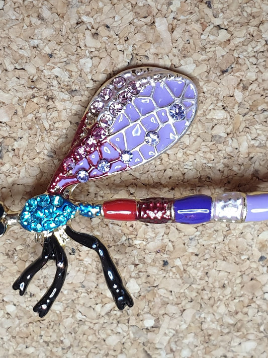 Dragonfly Brooch - Side, Purple