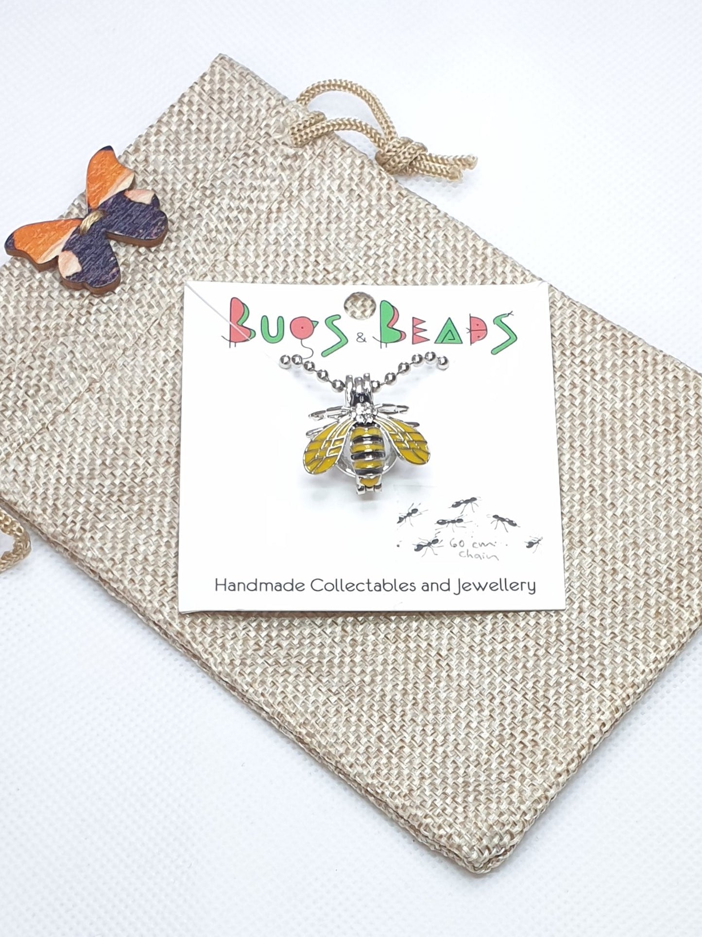 Bee Aroma Diffuser Necklace - Yellow Wings
