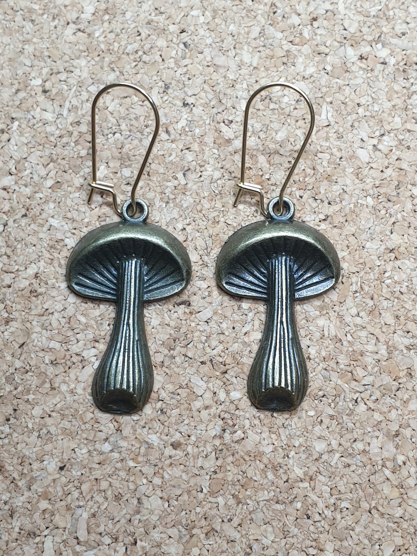 Bronze gilled mushrooms earrings