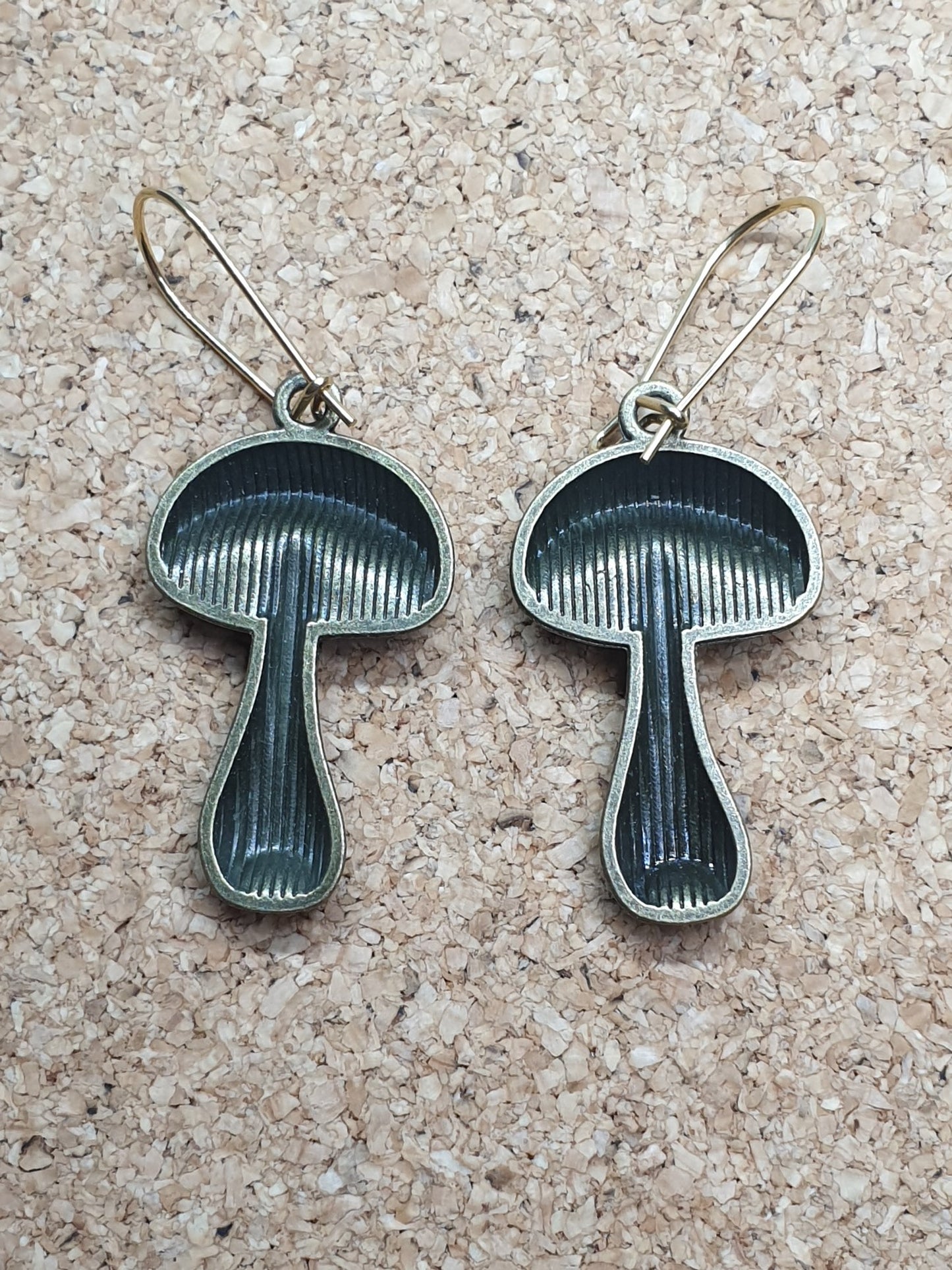 Bronze gilled mushrooms earrings