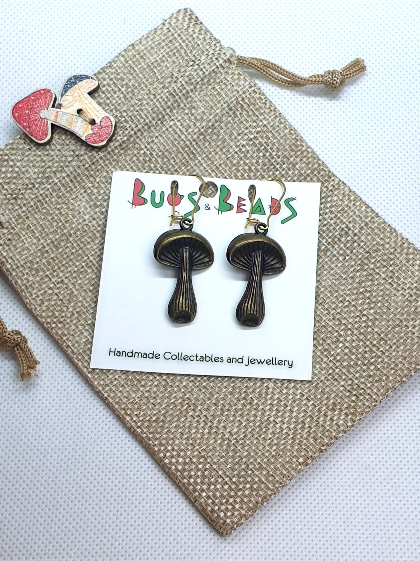 Bronze gilled mushrooms earrings