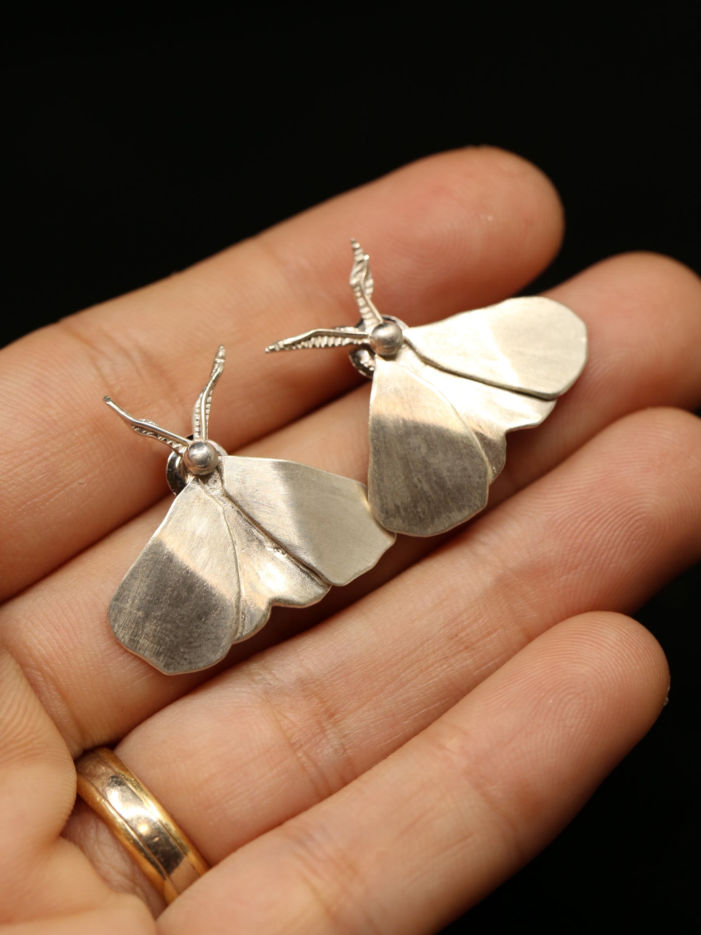 Disco Moth Sterling Silver Earrings