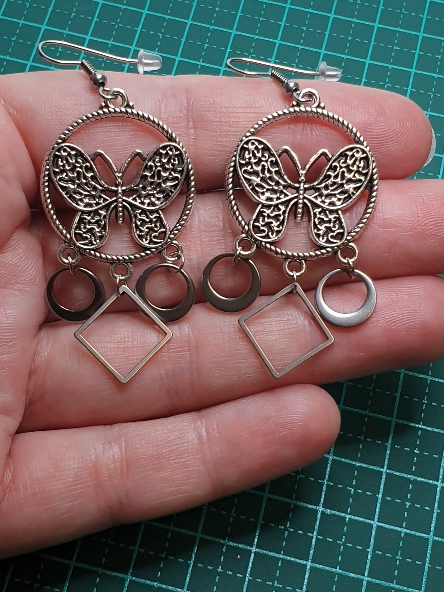 Large butterfly chandelier earrings