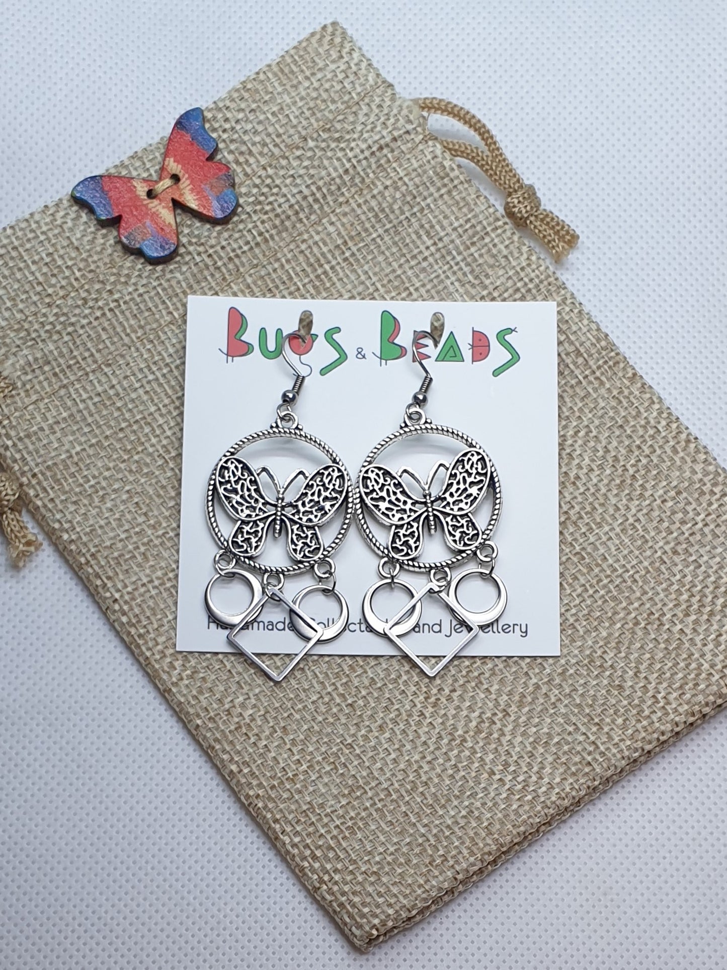 Large butterfly chandelier earrings