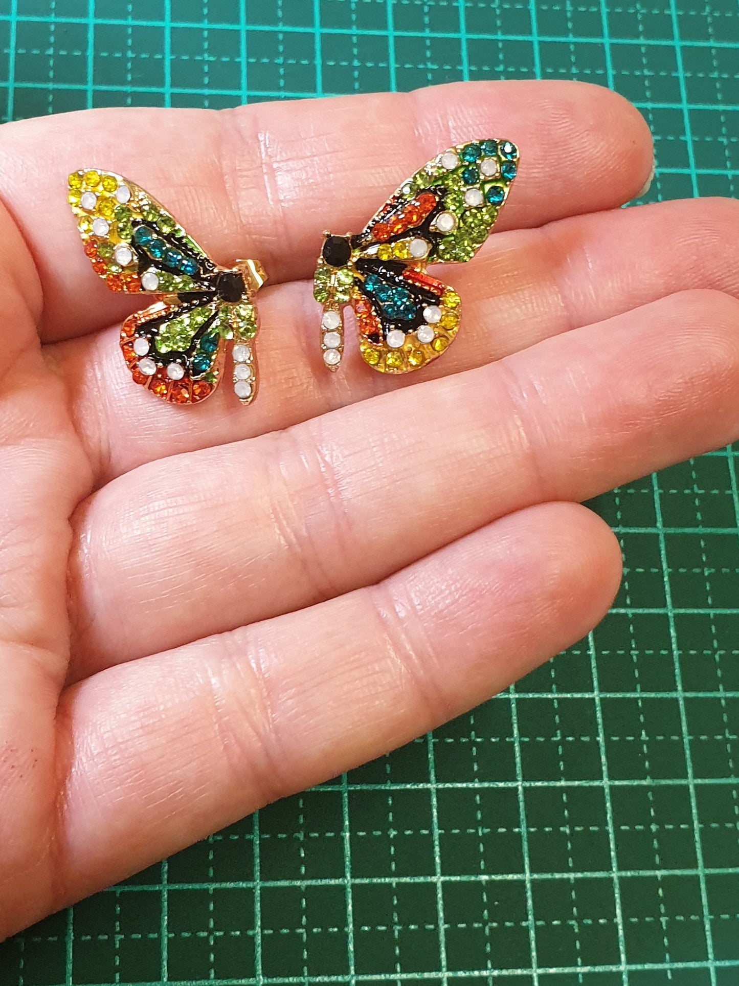 Half Butterfly Studs - Green
