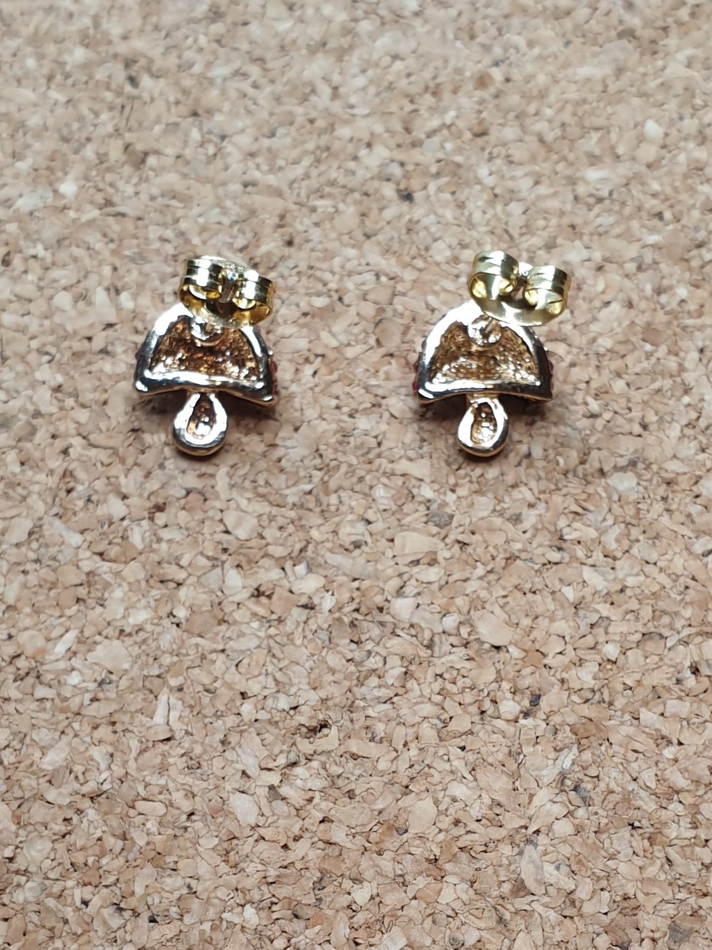 Red shiny mushroom stud earrings