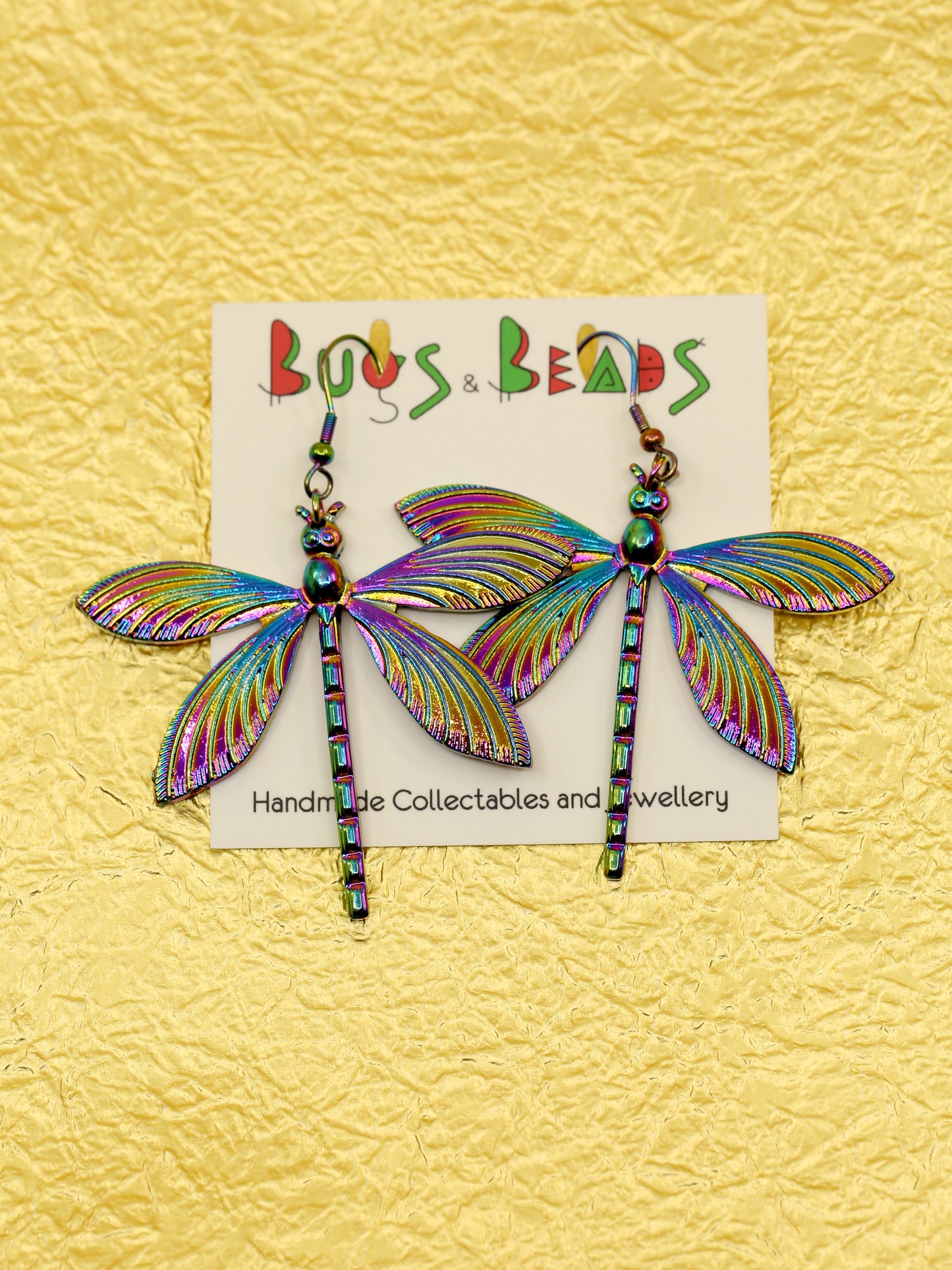 Rainbow dragonfly earrings