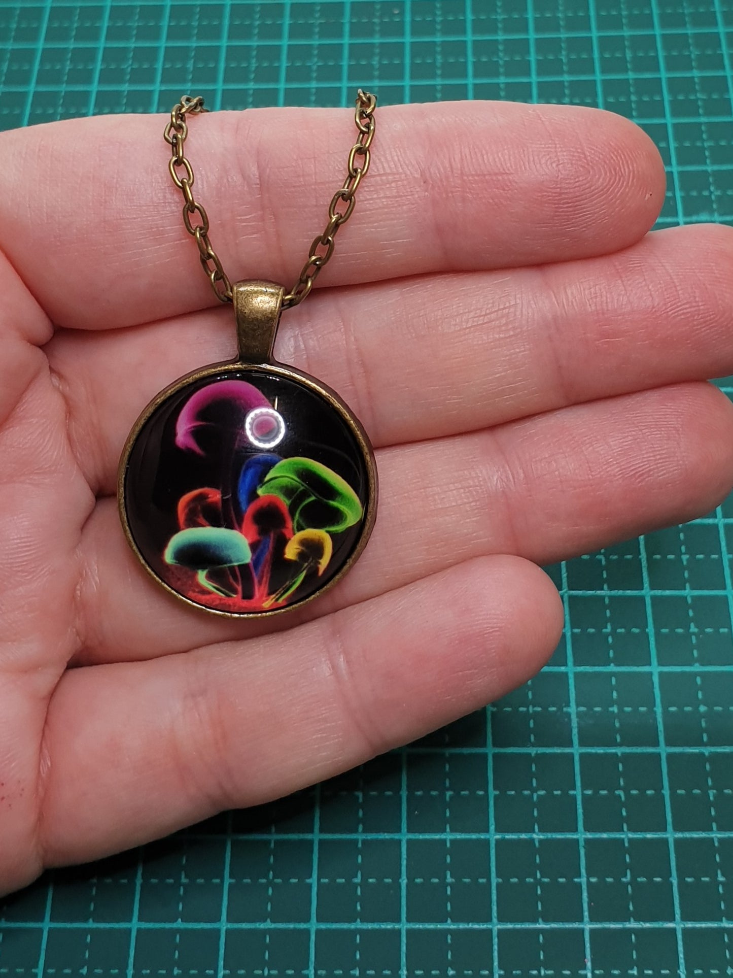 Bronze Glowing Mushrooms Necklace
