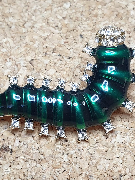 Green Caterpillar Brooch