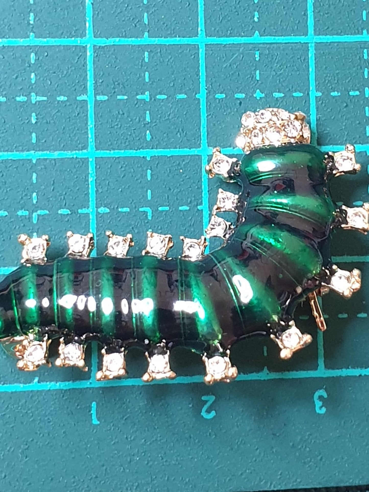 Green Caterpillar Brooch
