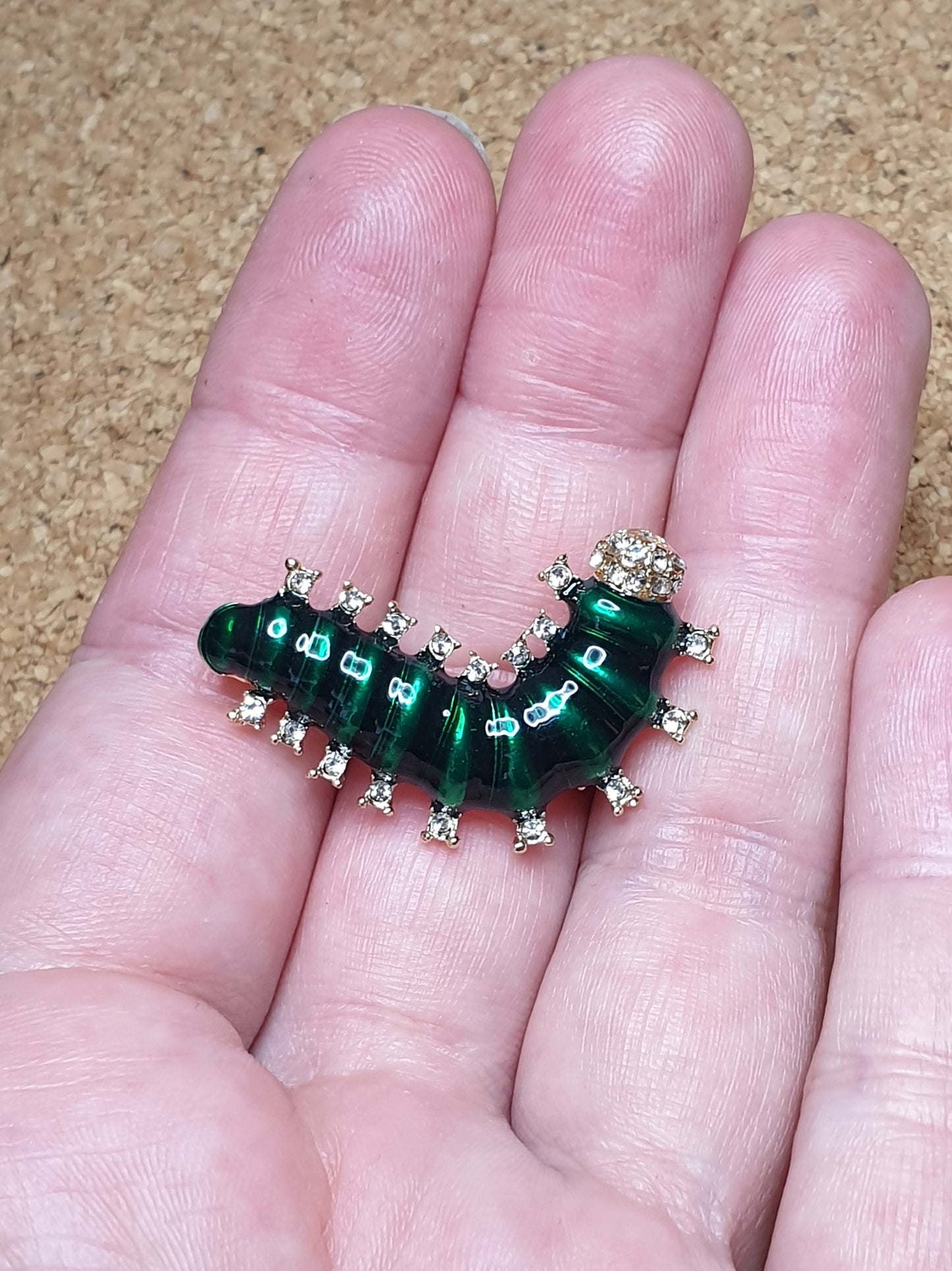 Green Caterpillar Brooch